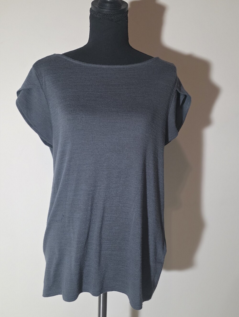 Market & Spruce Gray Short-Sleeve Boatneck Top (Size S)